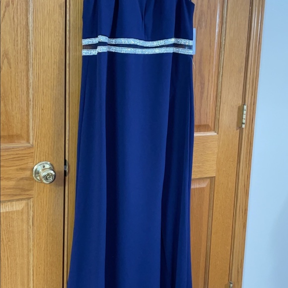 Women’s Formal Dress Sizes 20 22 Sequin Hearts Sheath Navy Embellished Gown Prom - Picture 8 of 16